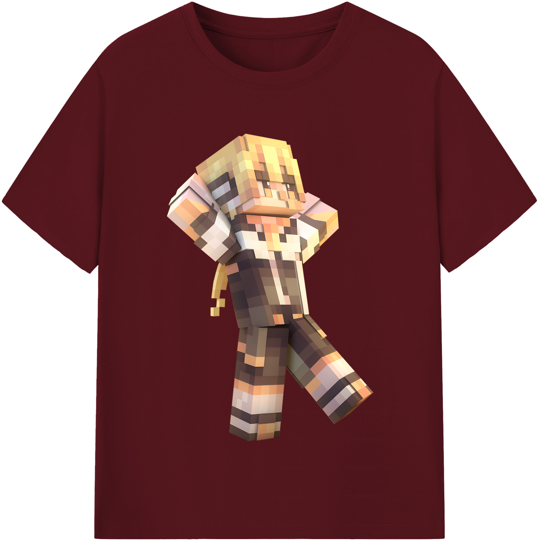 （画像用） マインクラフト ブロックの世界 Minecraft MC Block world 綿100％半袖Tシャツ（フロントプリント）